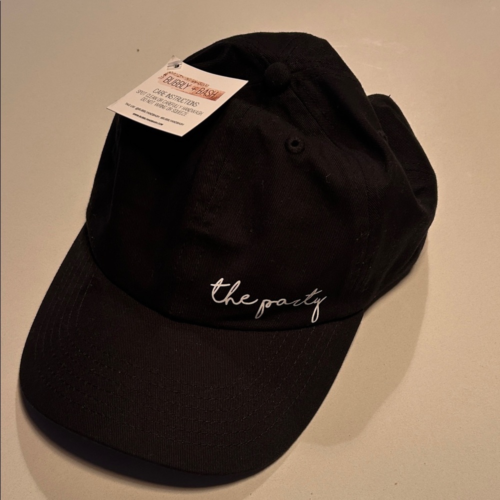 Women’s Black Baseball Cap with Embroidered Text “the party”